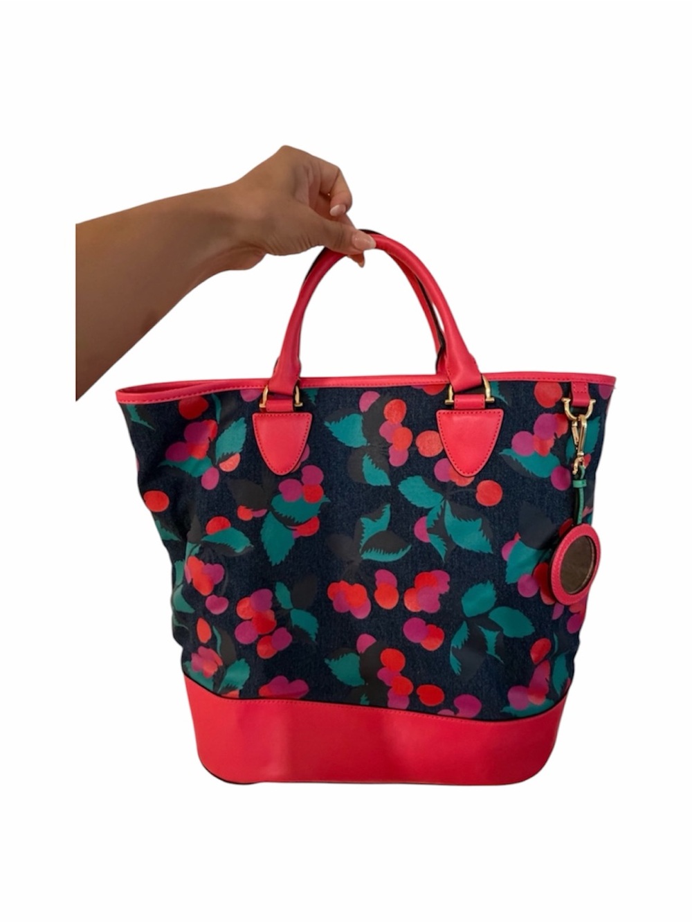 Draper James Pink Trim Floral Tote Bag